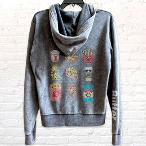 Butter "Super Soft" Junk Food Rhinestone Zip-Up Grey Hoodie Jacket | Youth XL